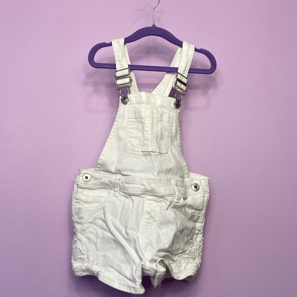 Girls White Short overall with embroidery (6) - Picture 1 of 3